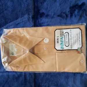New NWT Vintage 70s men's 16 34 long sleeve tailored dress shirt Tan